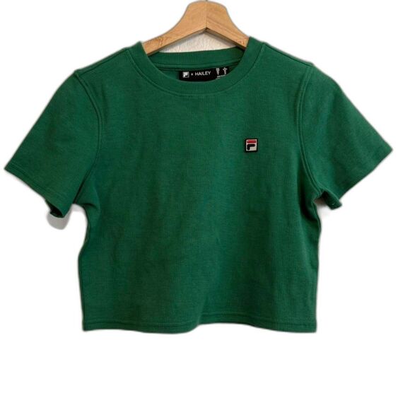 Filax HAILEY BEIBER GREEN CROPPED TEE FILA  L - Picture 3 of 6